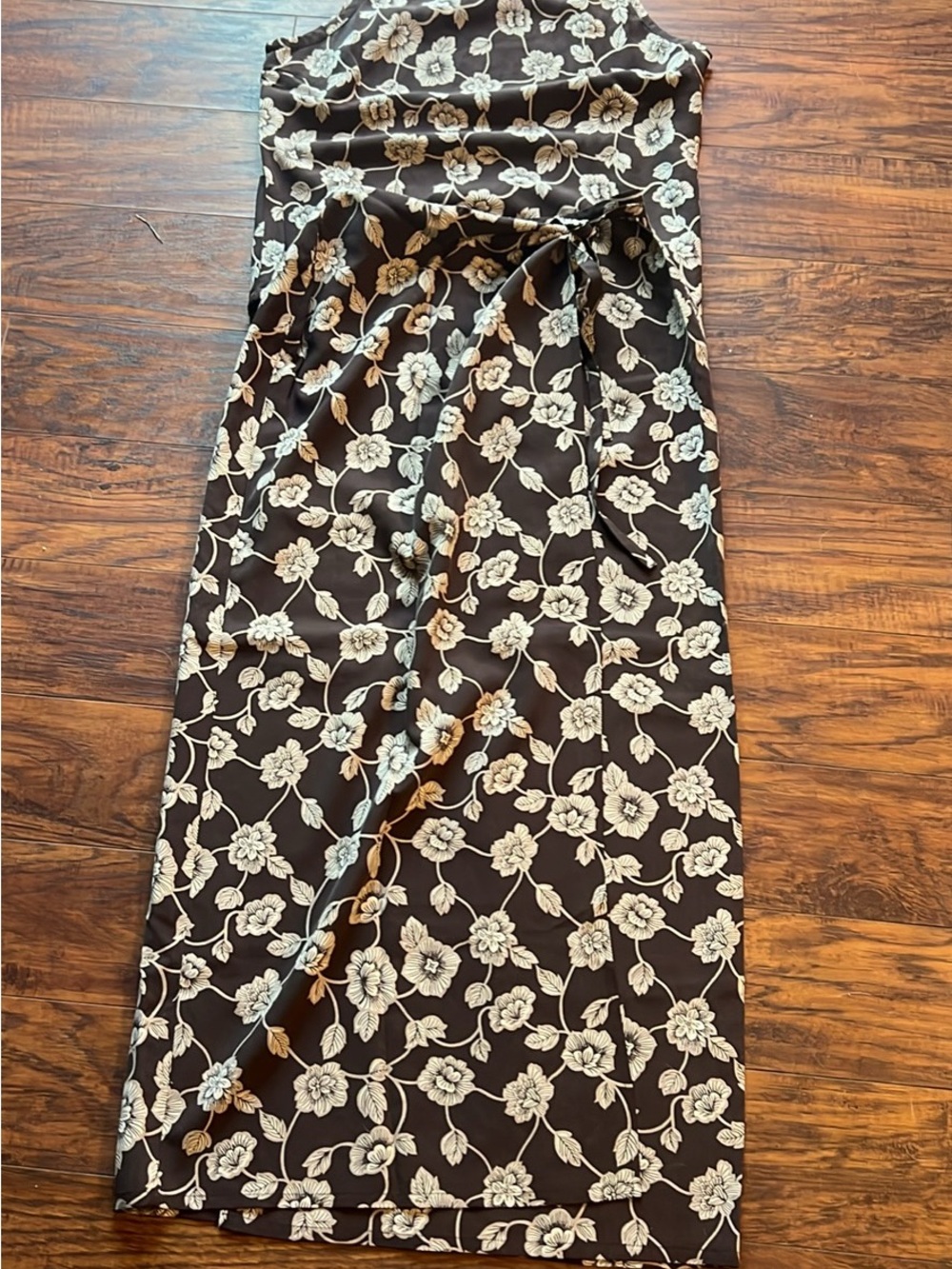 Ann Taylor Black Maxi Skirt with White Floral Print
